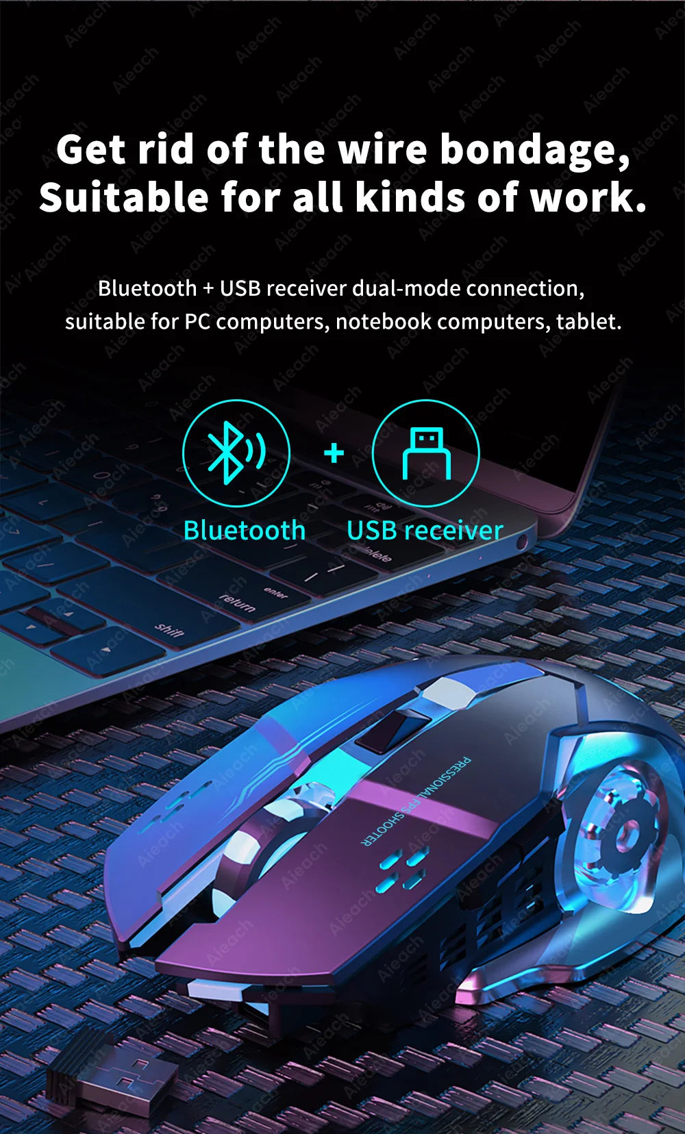 AIEACH Bluetooth Mouse Gaming